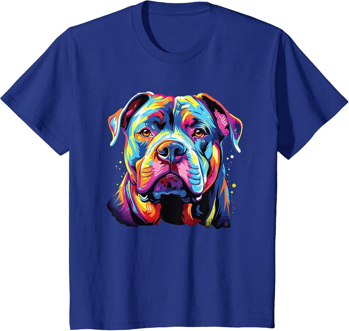 Watercolor Colorful American Bulldog Dog T-Shirt - Royal Blue