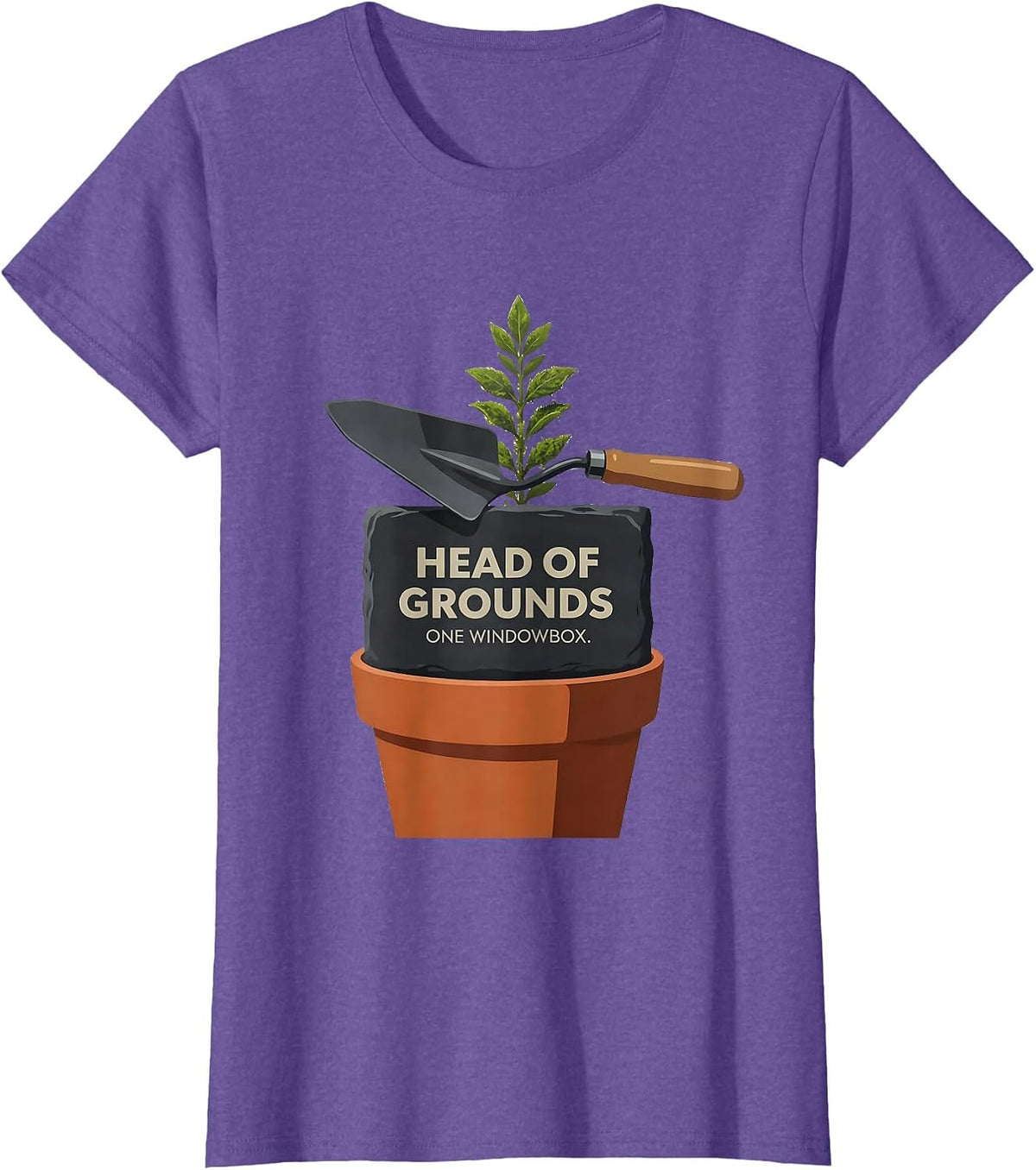 Women's Head of Grounds One Windowbox Funny Gardening Plant Lover T-Shirt - Purple Heather