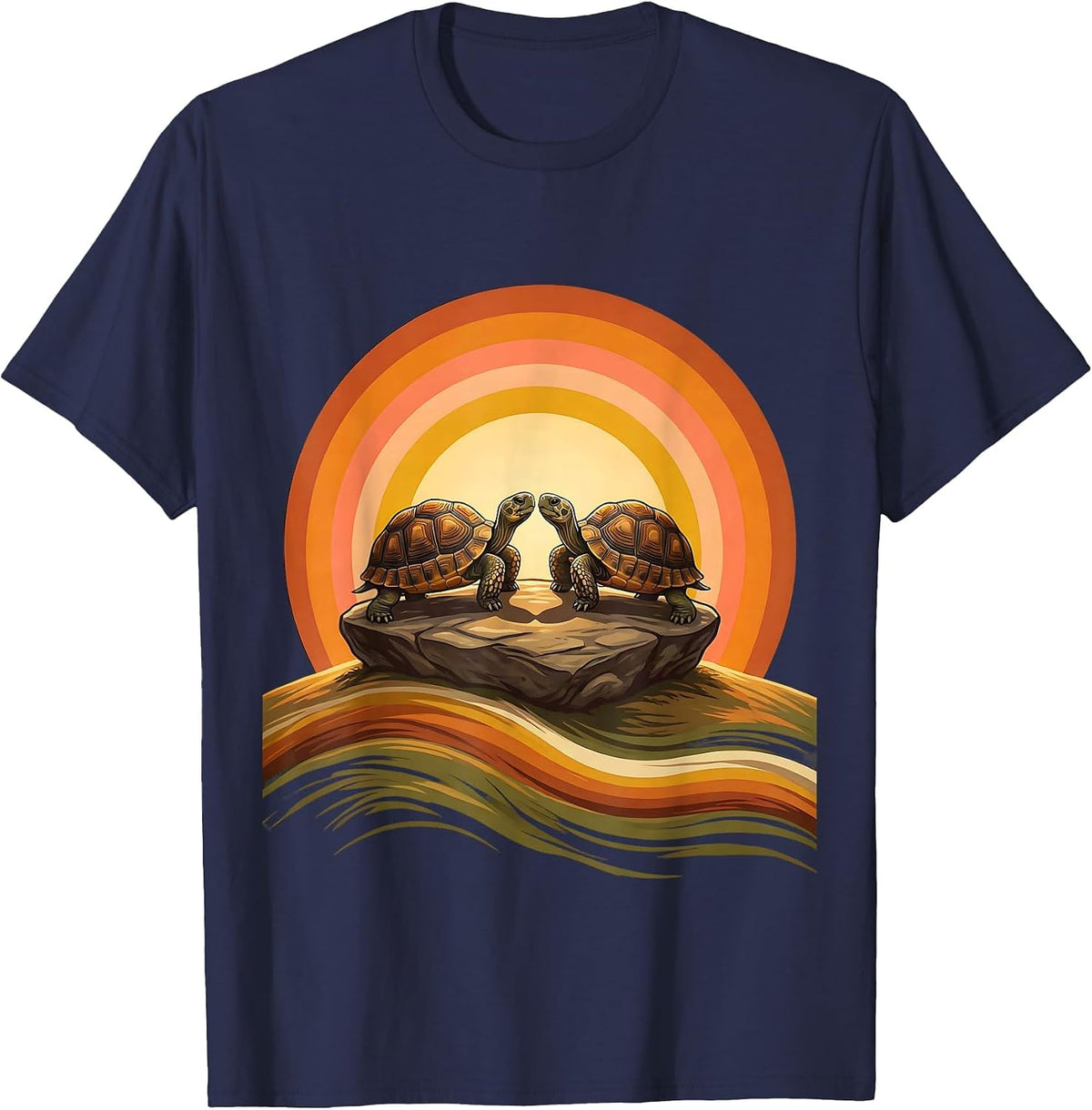 Men's Matching Turtles Nose to Nose Couples Graphic T-Shirt - Navy Blue