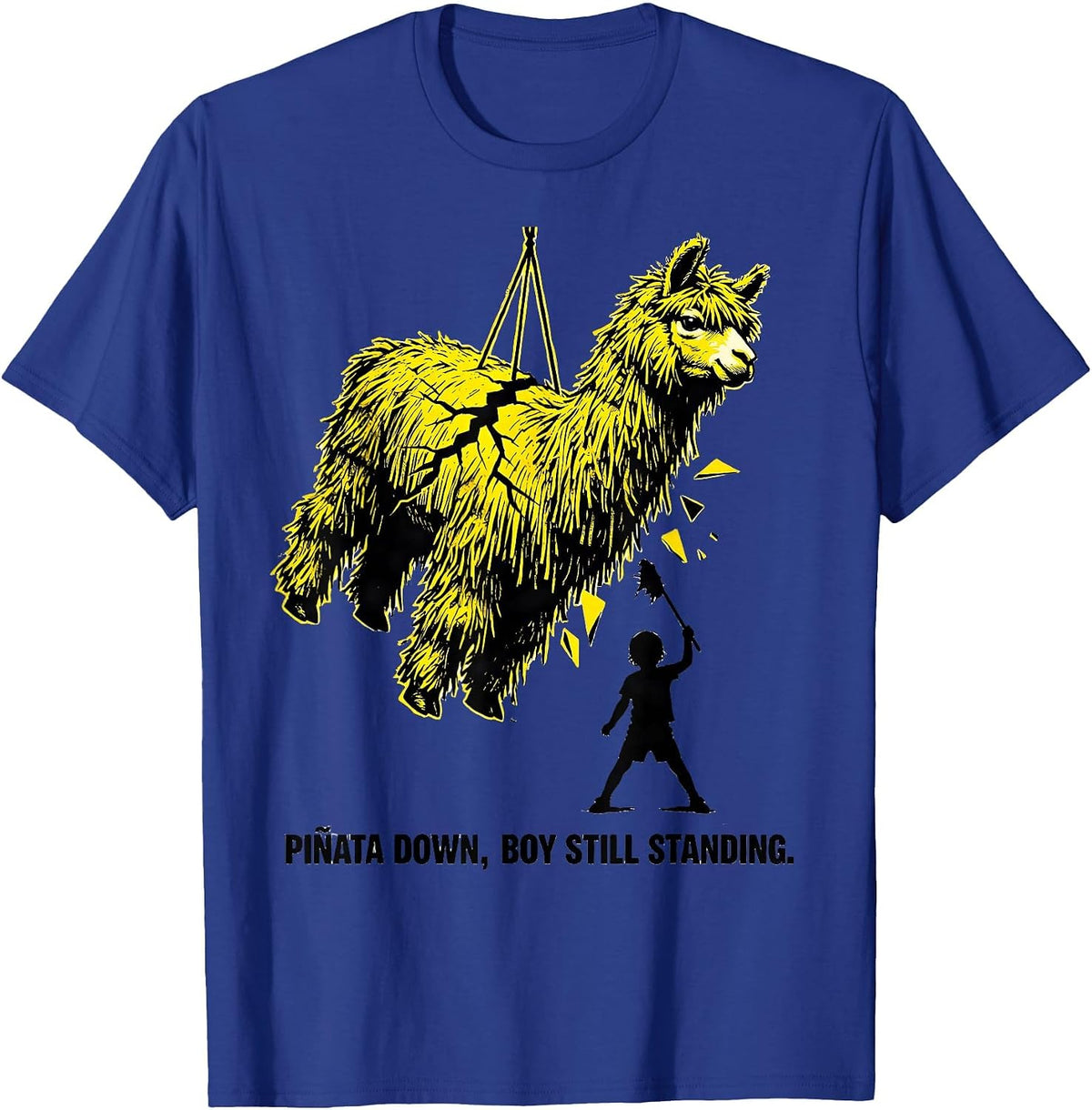 Piñata Down Boy Still Standing Funny Llama Pinata Gamer T-Shirt - Royal Blue
