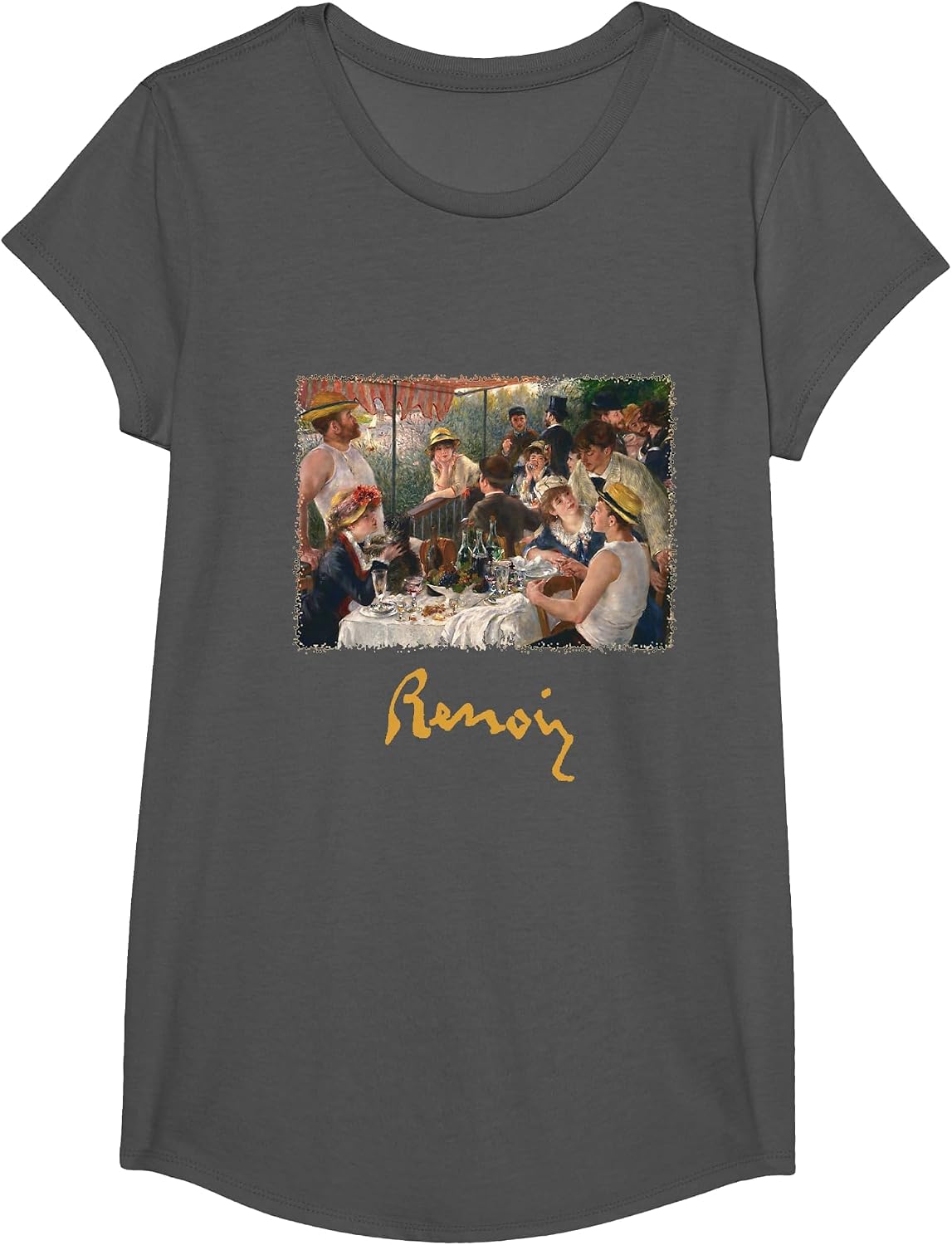 Luncheon of the Boating Party by Pierre-Auguste Renoir T-Shirt - Girls Asphalt Grey