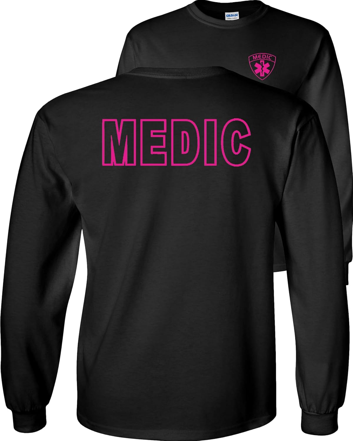 FAIR GAME Medic Long Sleeve Shirt-Pink Design-Black-Medium - As Pictured