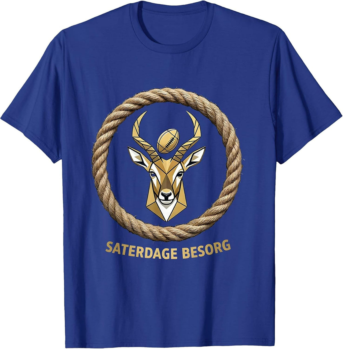 Saterdage Besorg Patriotic Rugby Fan South African Pride T-Shirt - Royal Blue