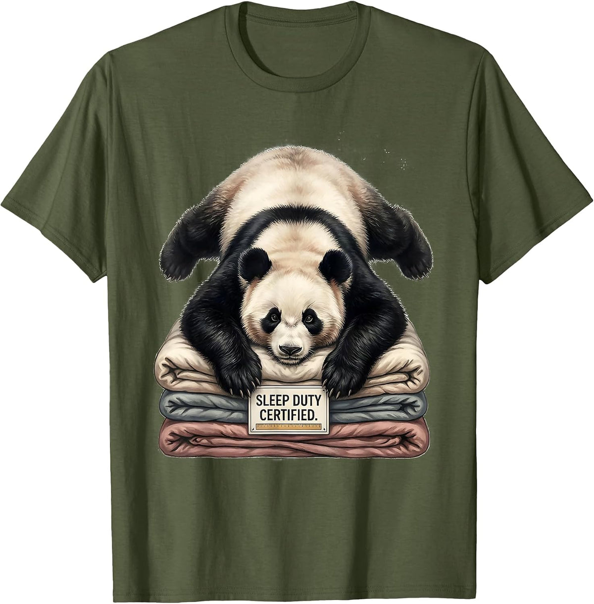 Men's Sleep Duty Certified Funny Panda Bear Animal Lover Gift T-Shirt - Olive Green