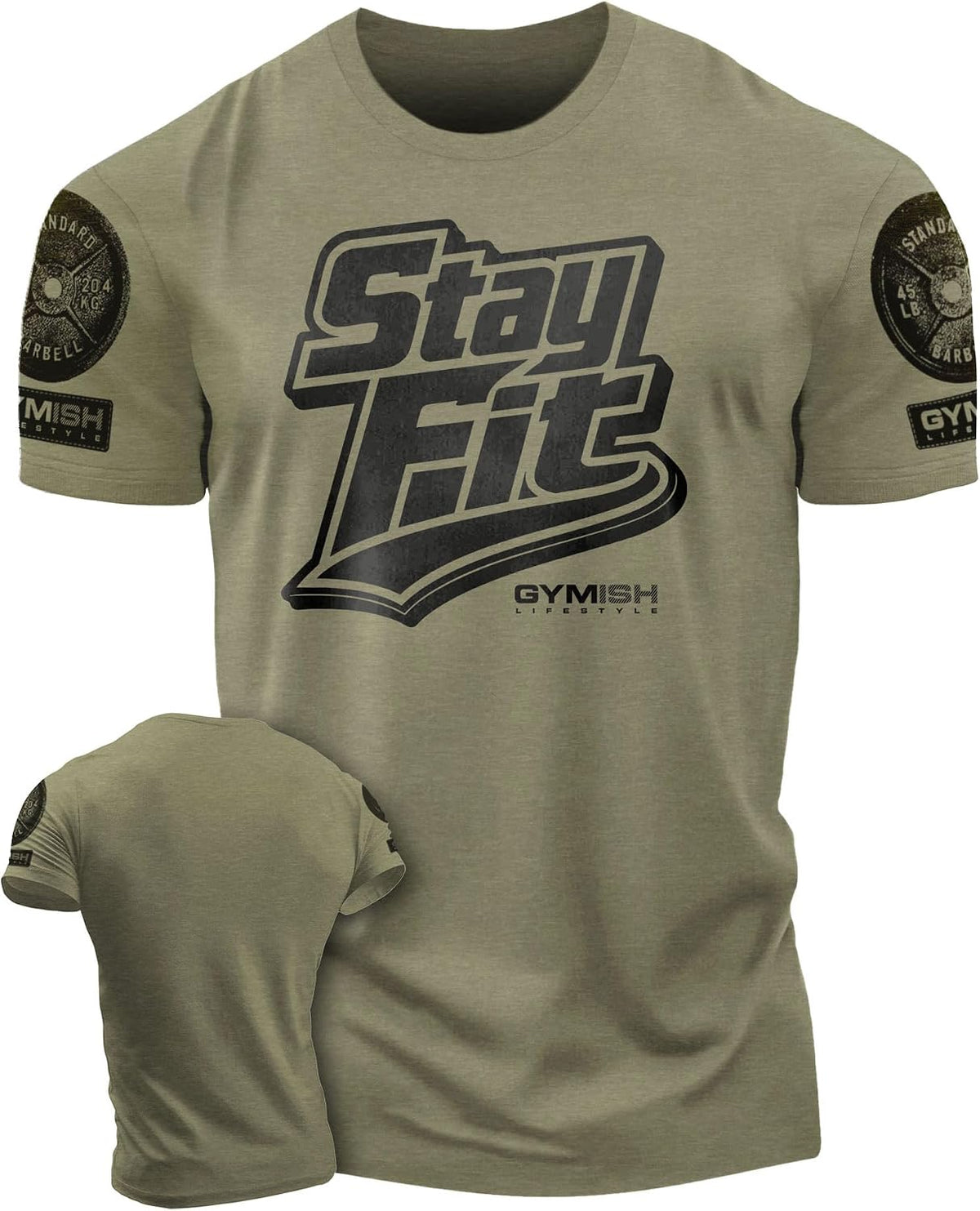 Gymish Lifestyle Stay Fit Workout Shirt for Men, Deadlift Lifting T-Shirt - 1. Stay Fit Military Green Branded