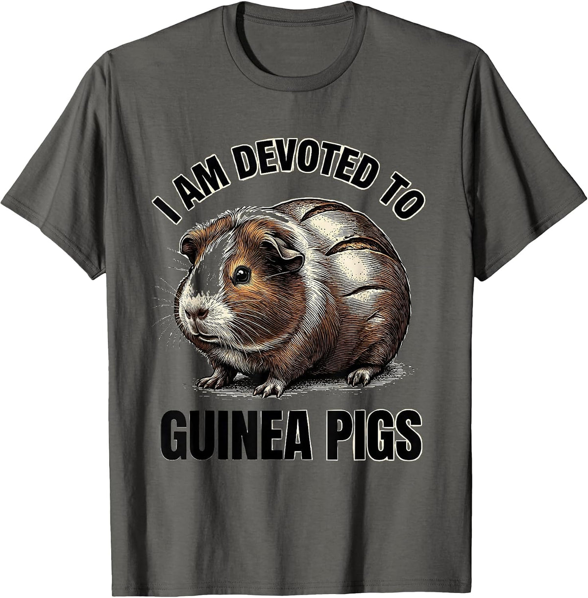Men's I Am Devoted To Guinea Pigs Funny Pig Lover Humor T-Shirt - Asphalt Grey