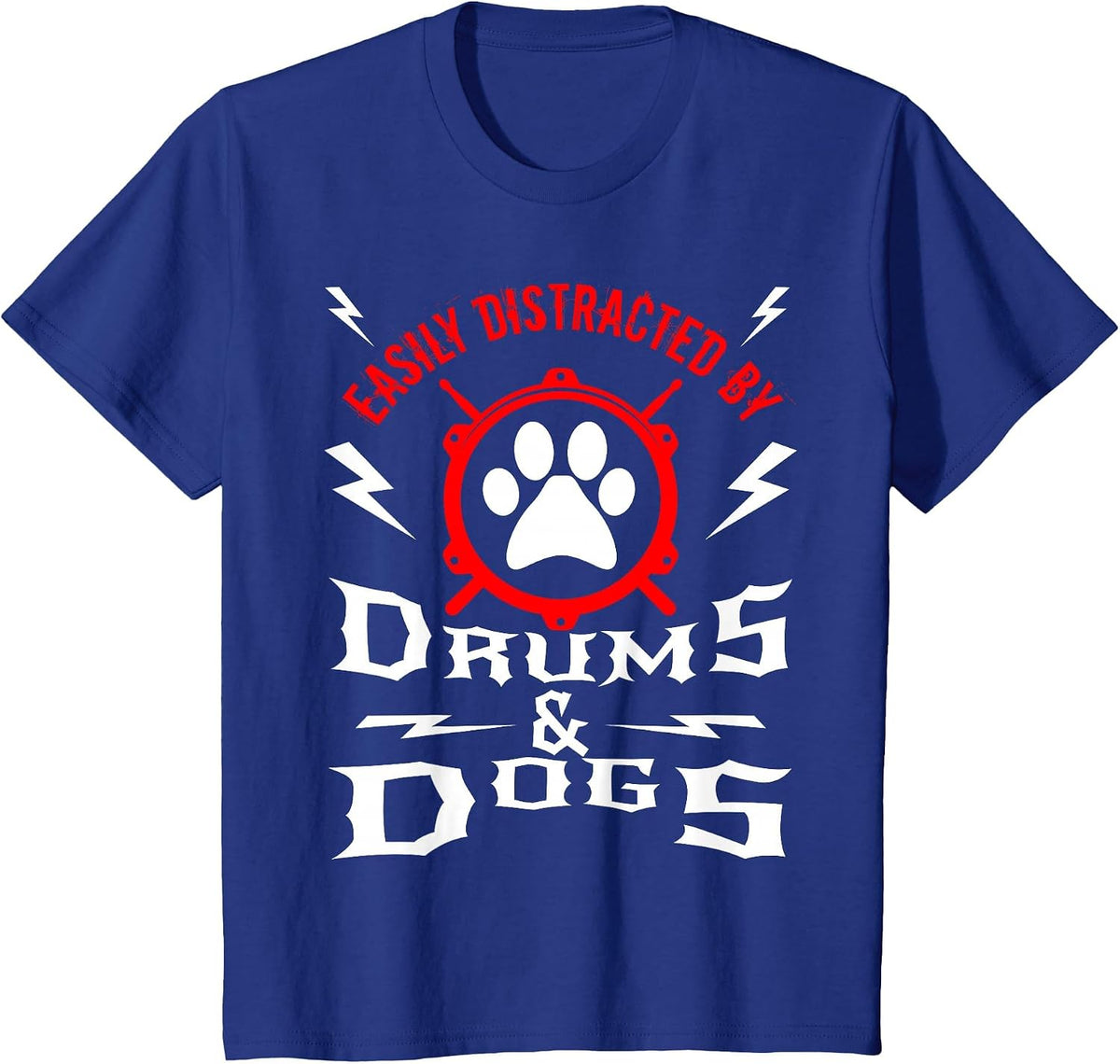 Drummer Drums and Dog Owner Percussion Dad Funny T-Shirt - Royal Blue