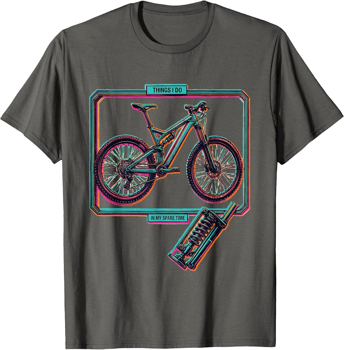 Men's Things I Do In My Spare Time Mountain Bike Biker Humor T-Shirt - Asphalt Grey