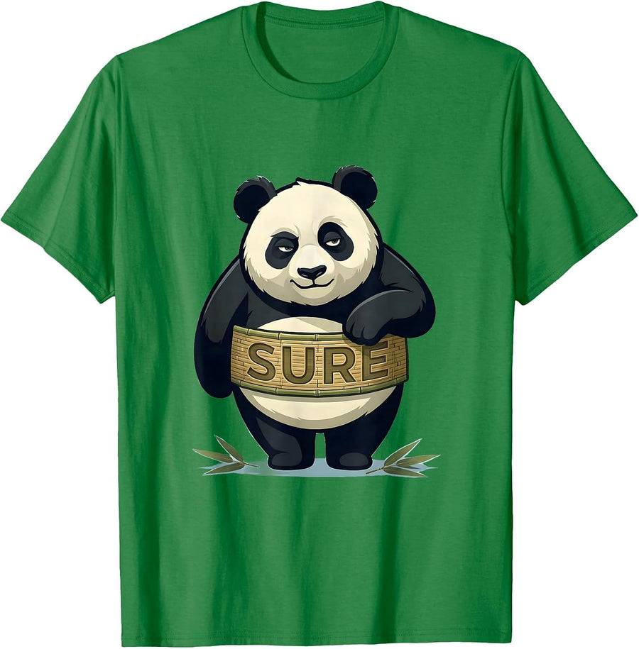 Men's Sure Cute Panda Mascot Animal Lover Humor Retro Novelty T-Shirt - Kelly Green