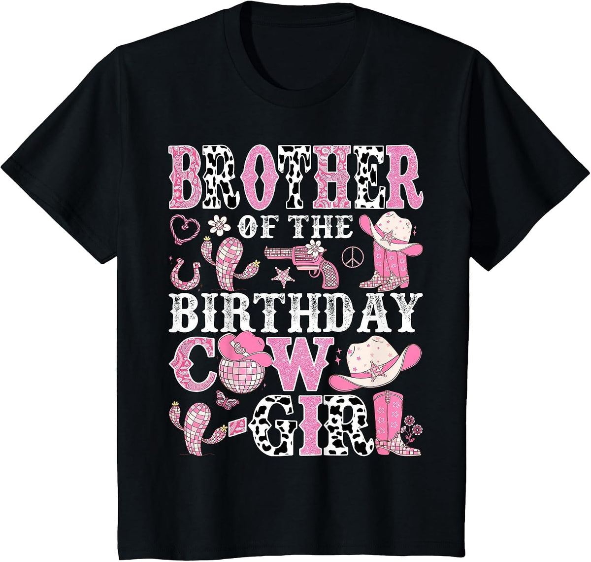 Brother of The Birthday Cow-Girl Rodeo Cowgirl Birthday T-Shirt - Black