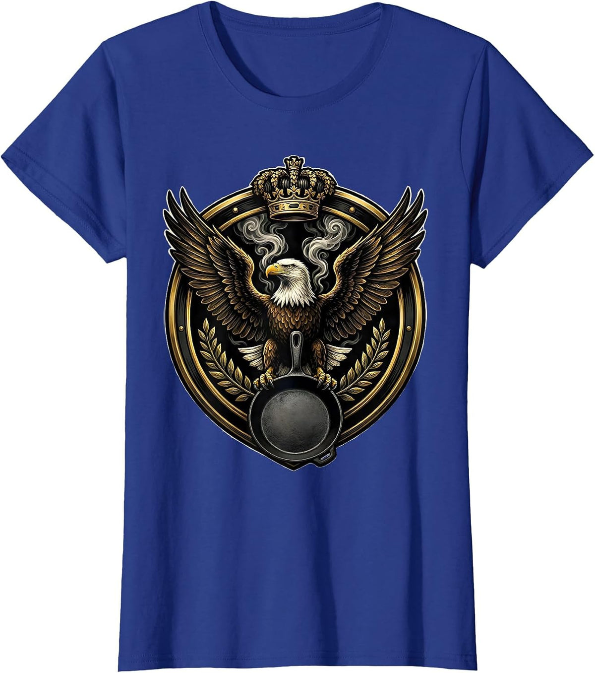 Women's Eagle and Cast Iron Skillet Chef Graphic T-Shirt - Royal Blue