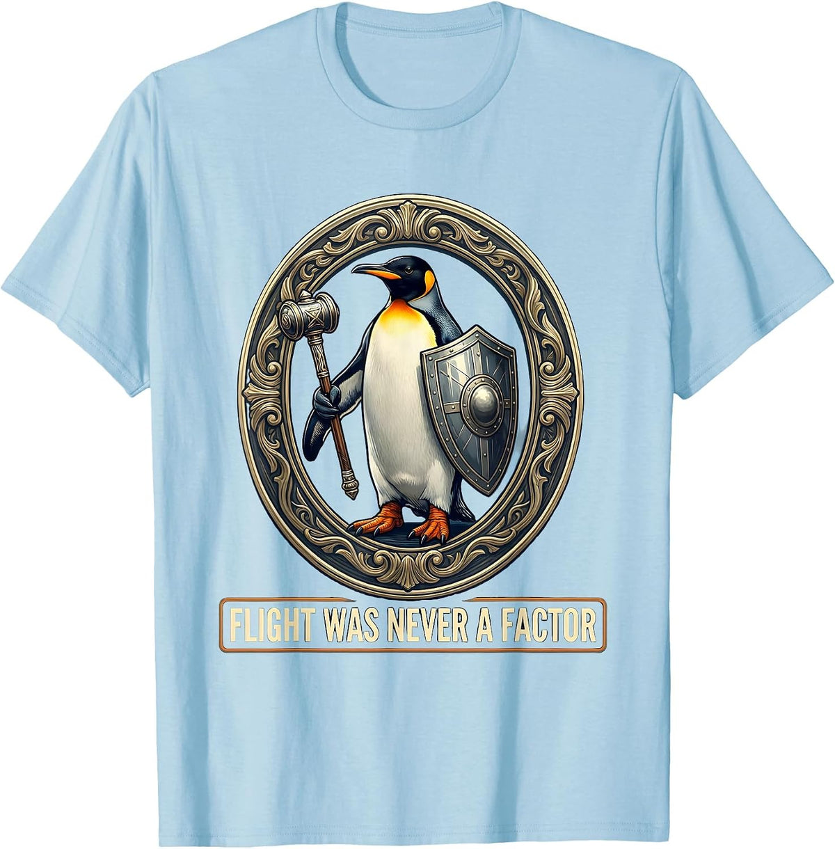 Men's Flight Was Never A Factor Funny Penguin Martial Arts Dark T-Shirt - Baby Blue