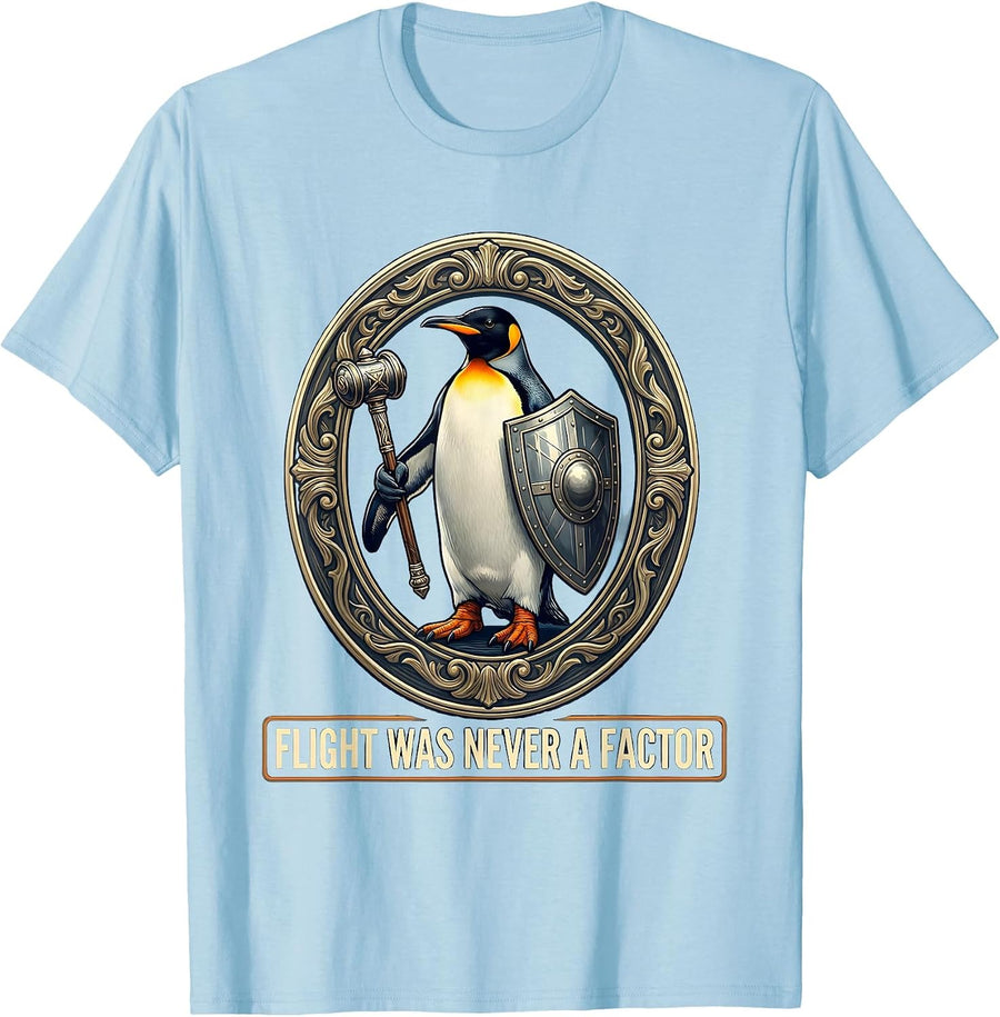 Men's Flight Was Never A Factor Funny Penguin Martial Arts Dark T-Shirt - Baby Blue