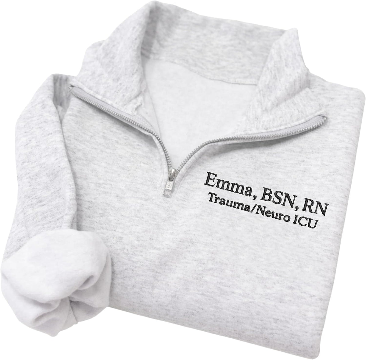 Chillever Custom Embroidered Profession Quarter Zip Sweatshirt, Personalized Workwear for Office, Clinic, Professional Gifts