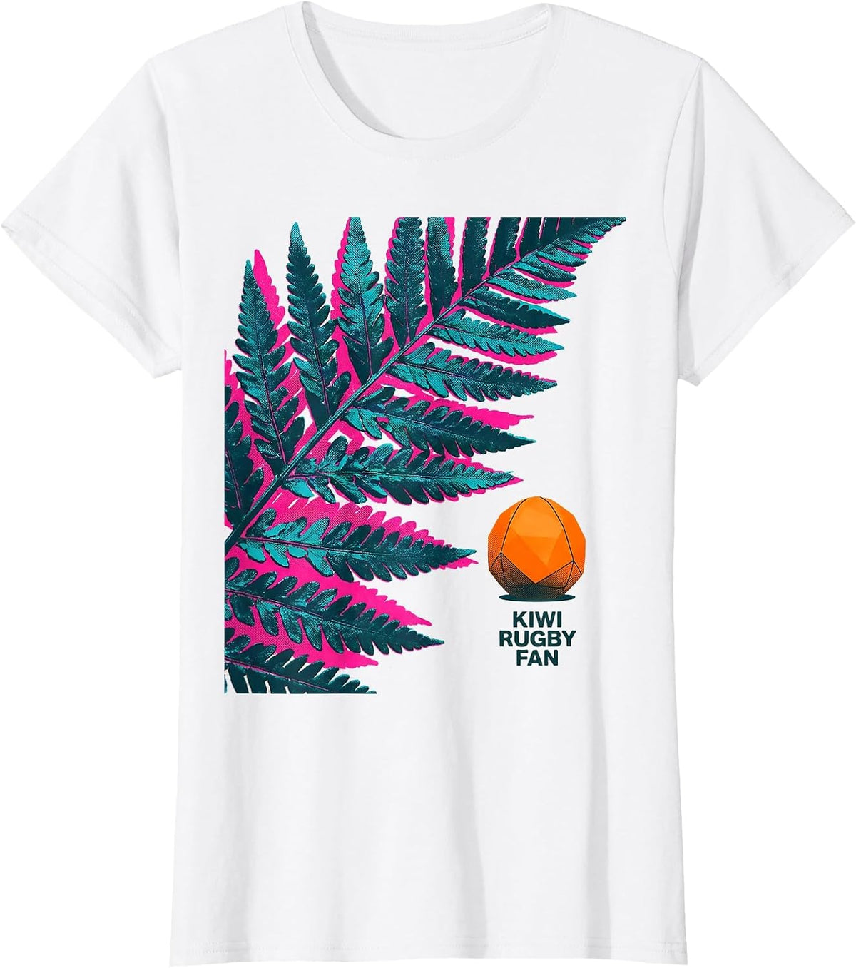 Kiwi Rugby Fan Risograph New Zealand Rugby Test Supporter T-Shirt - White