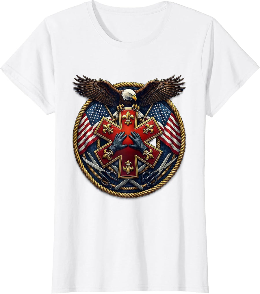 Women's EMT CPR Life-Saving Hands Graphic Design T-Shirt - White