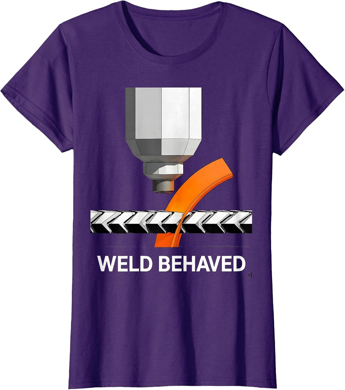 Women's Weld Behaved Brutalist Humor Welder Metal Worker Gift T-Shirt - Purple