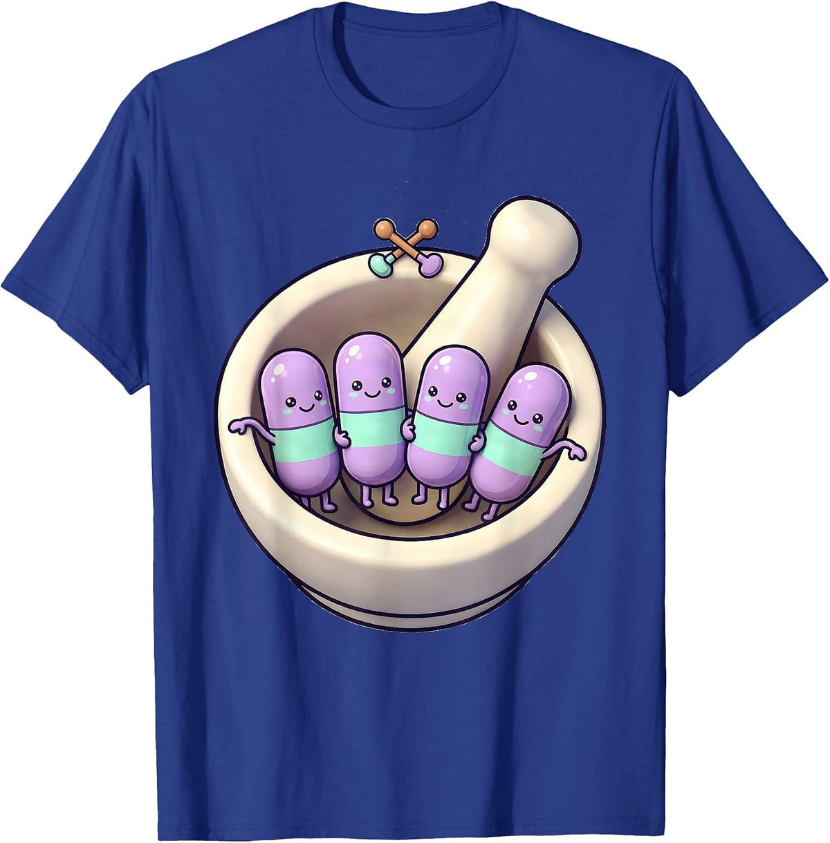 Kawaii Pharmacy Tech Mortar Bowl Cute Humor T-Shirt - Royal Blue