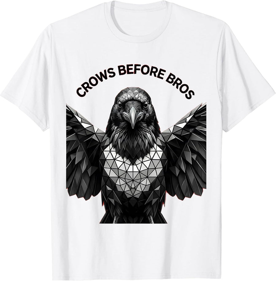 Men's Crows Before Bros Funny Bird Lover Design T-Shirt - White