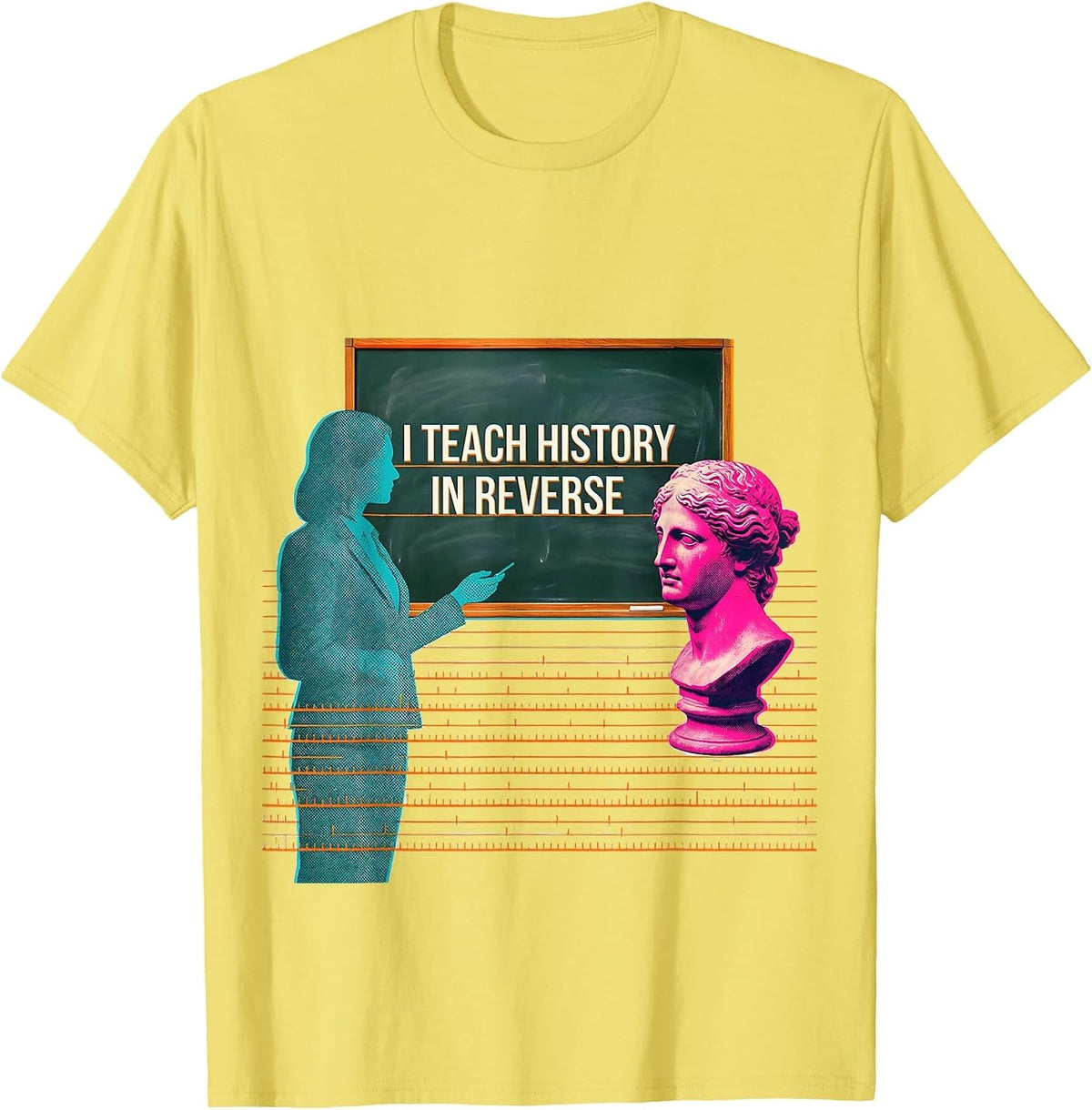 Men's I Teach History In Reverse Funny History Teacher Classroom T-Shirt - Lemon Yellow