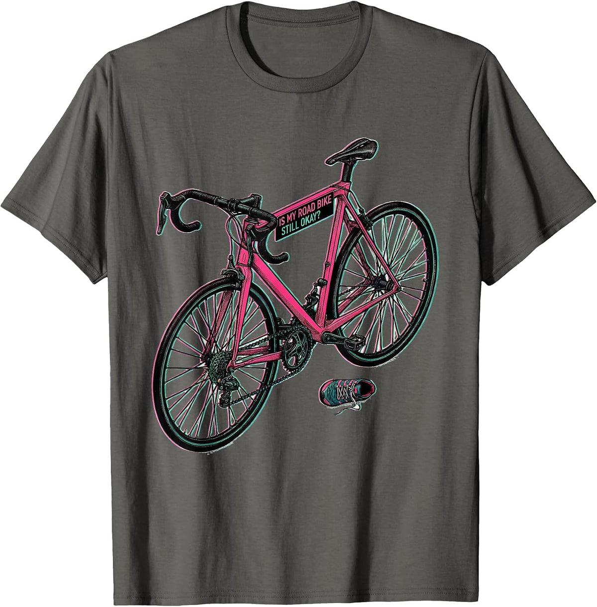 Men's Is My Road Bike Still Okay Funny Cycling Humor Gift T-Shirt - Asphalt Grey