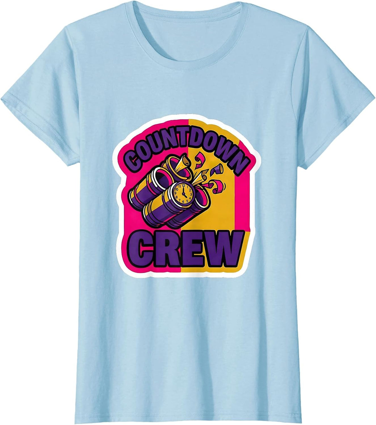 Countdown Crew Whimsical New Year Party Novelty T-Shirt - Baby Blue