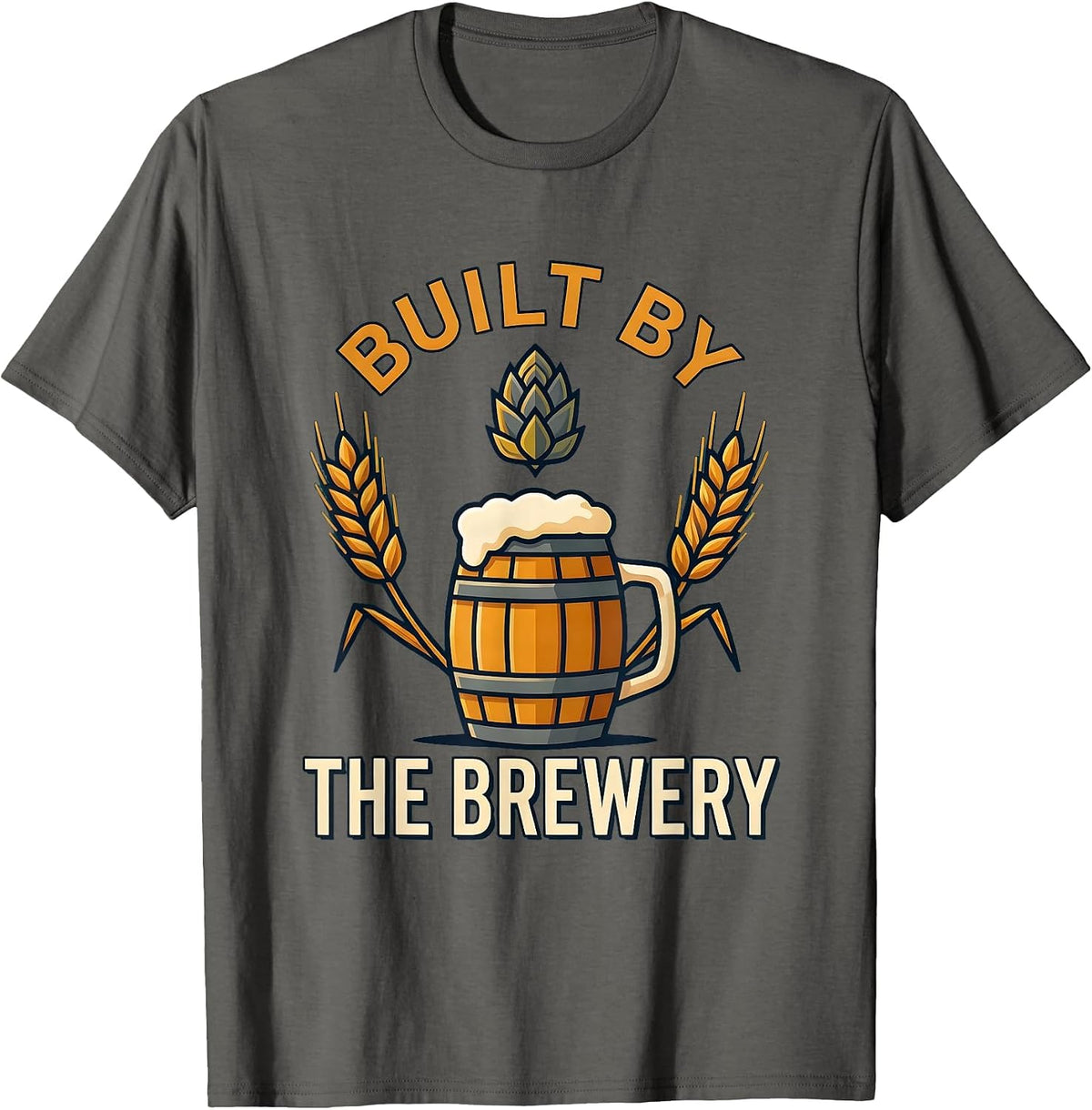 Built by the Brewery Beer Lover Graphic Design T-Shirt - Asphalt Grey