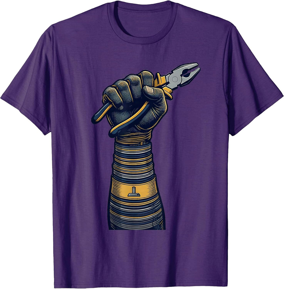 Men's Electrician Fist Wire Code Humor Gift T-Shirt - Purple