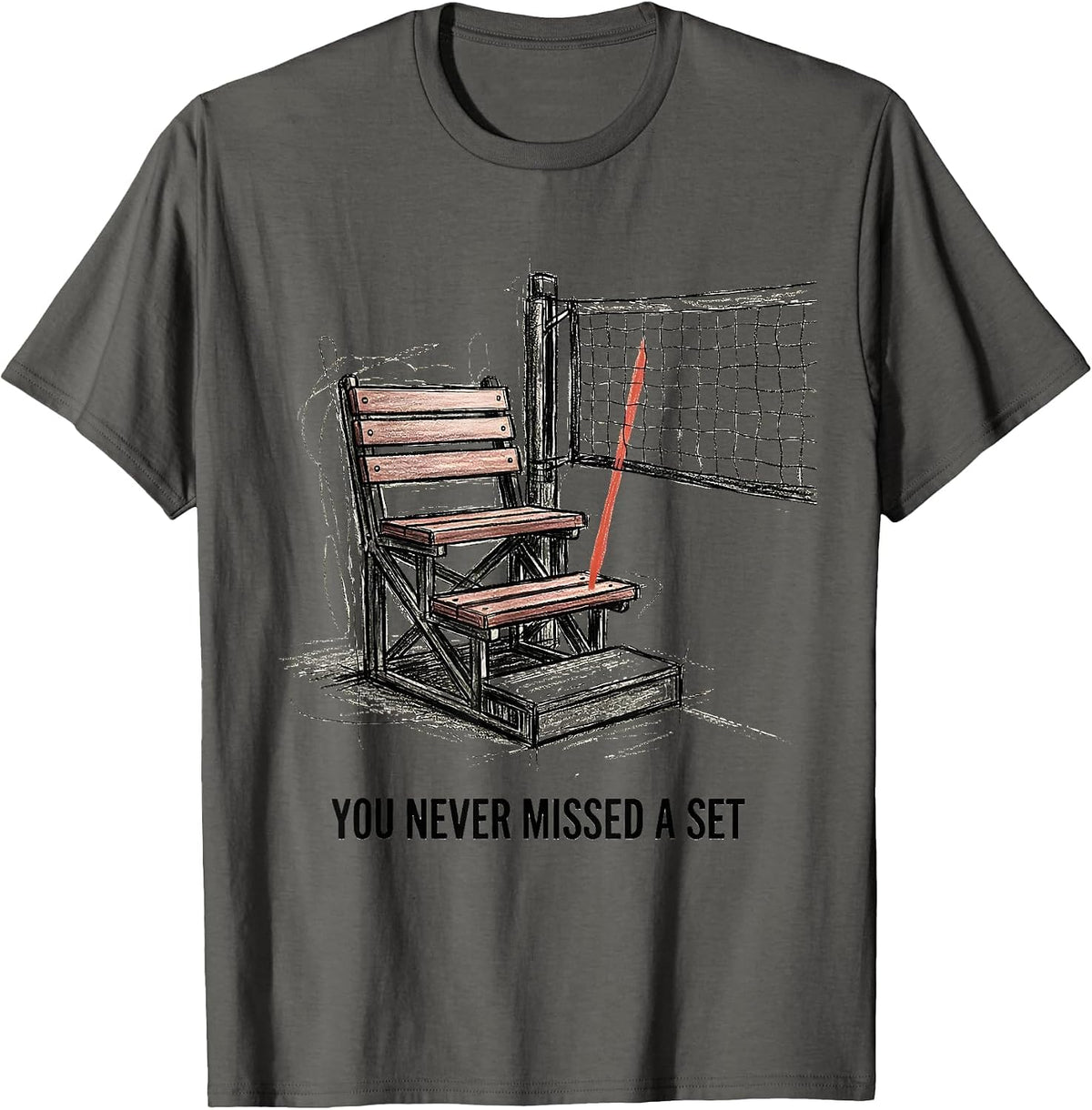 You Never Missed A Set Volleyball Dad USA Flag Father's Day T-Shirt - Asphalt Grey