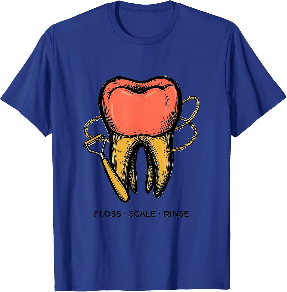 Men's Floss Scale Rinse Funny Dental Hygienist Humor T-Shirt - Royal Blue
