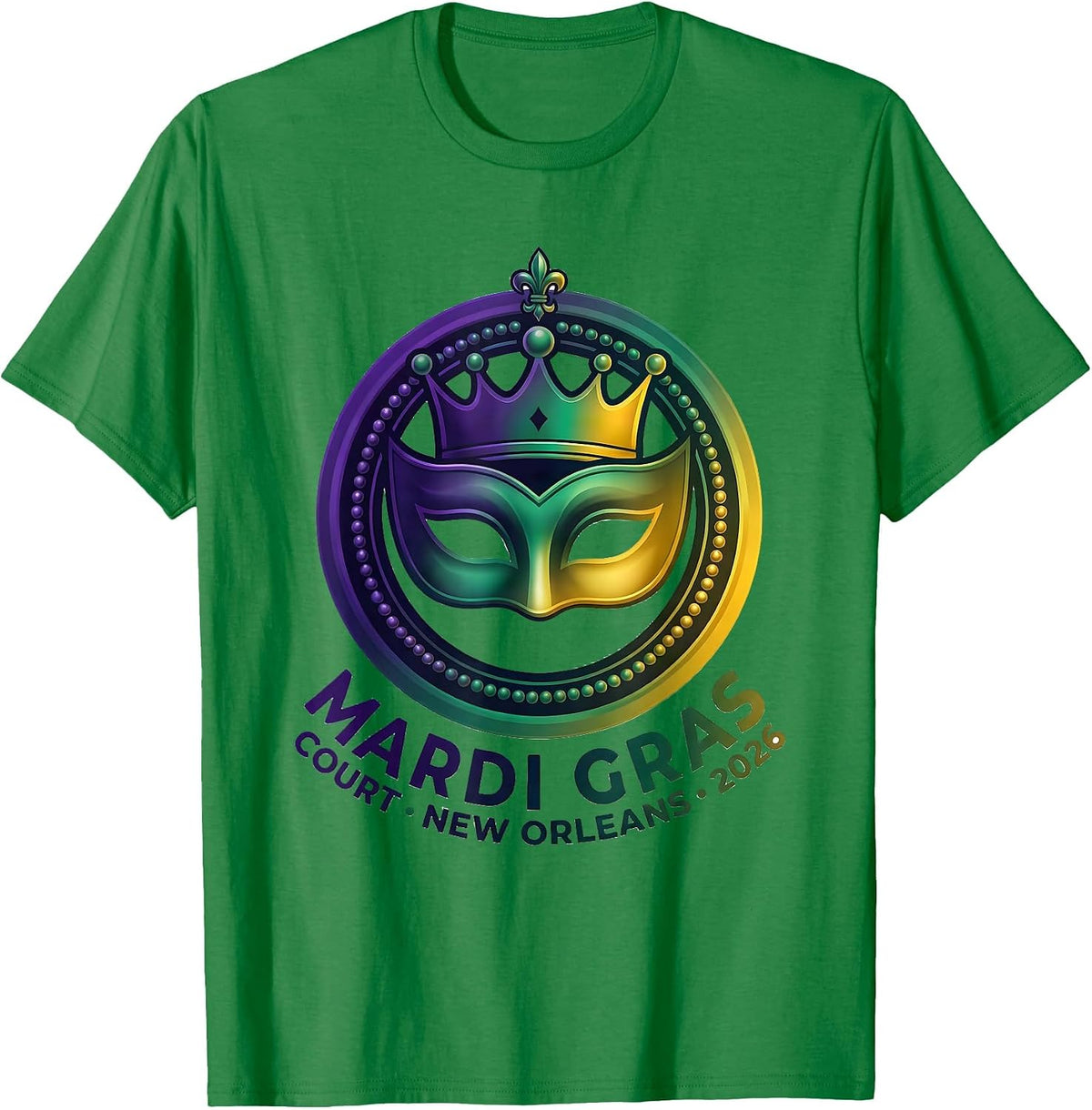 Men's Mardi Gras Court New Orleans 2026 Carnival Party Costume T-Shirt - Kelly Green