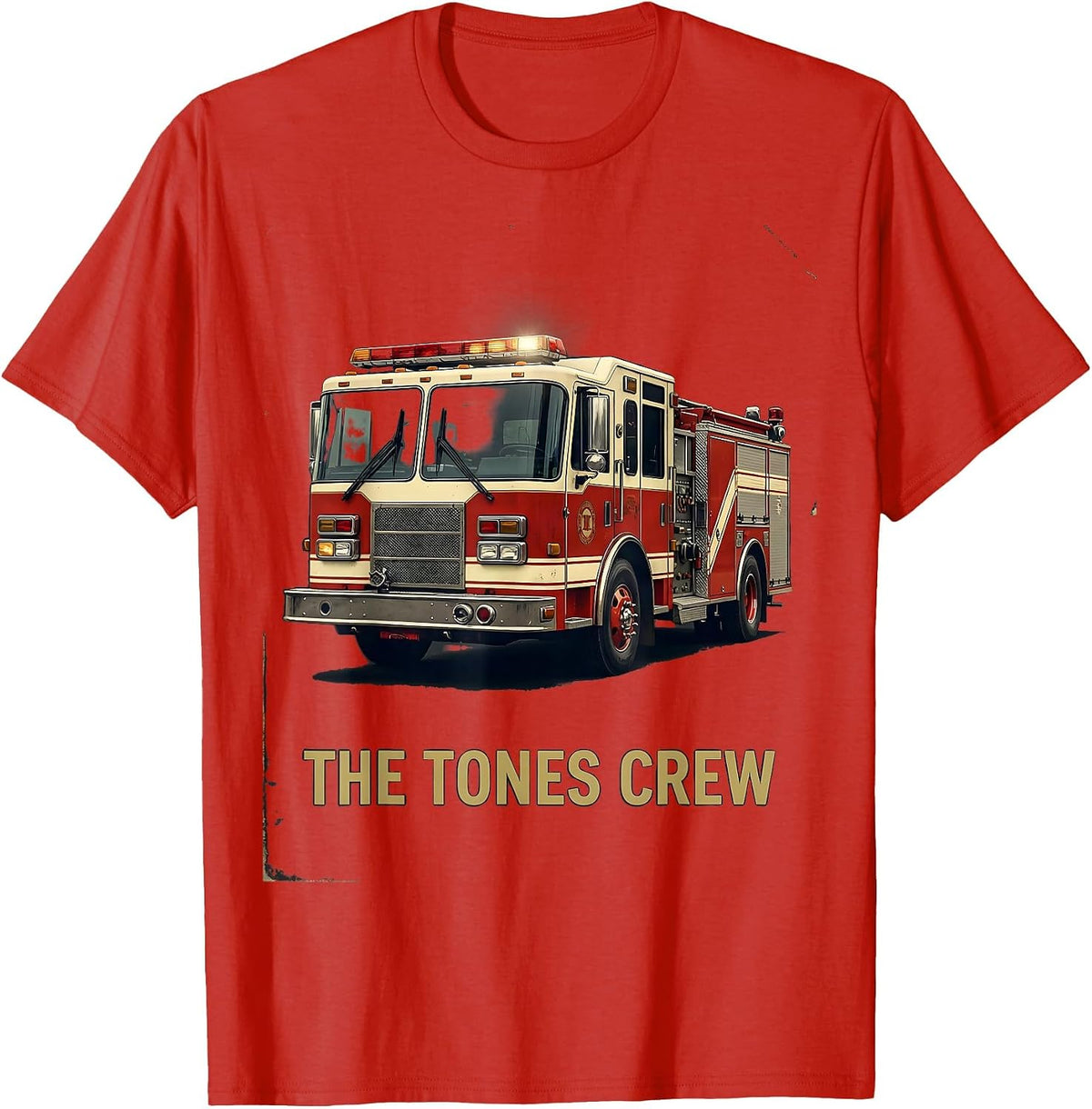 Men's THE TONES CREW Vintage Fire Truck Firefighter Crew Gift T-Shirt - Red