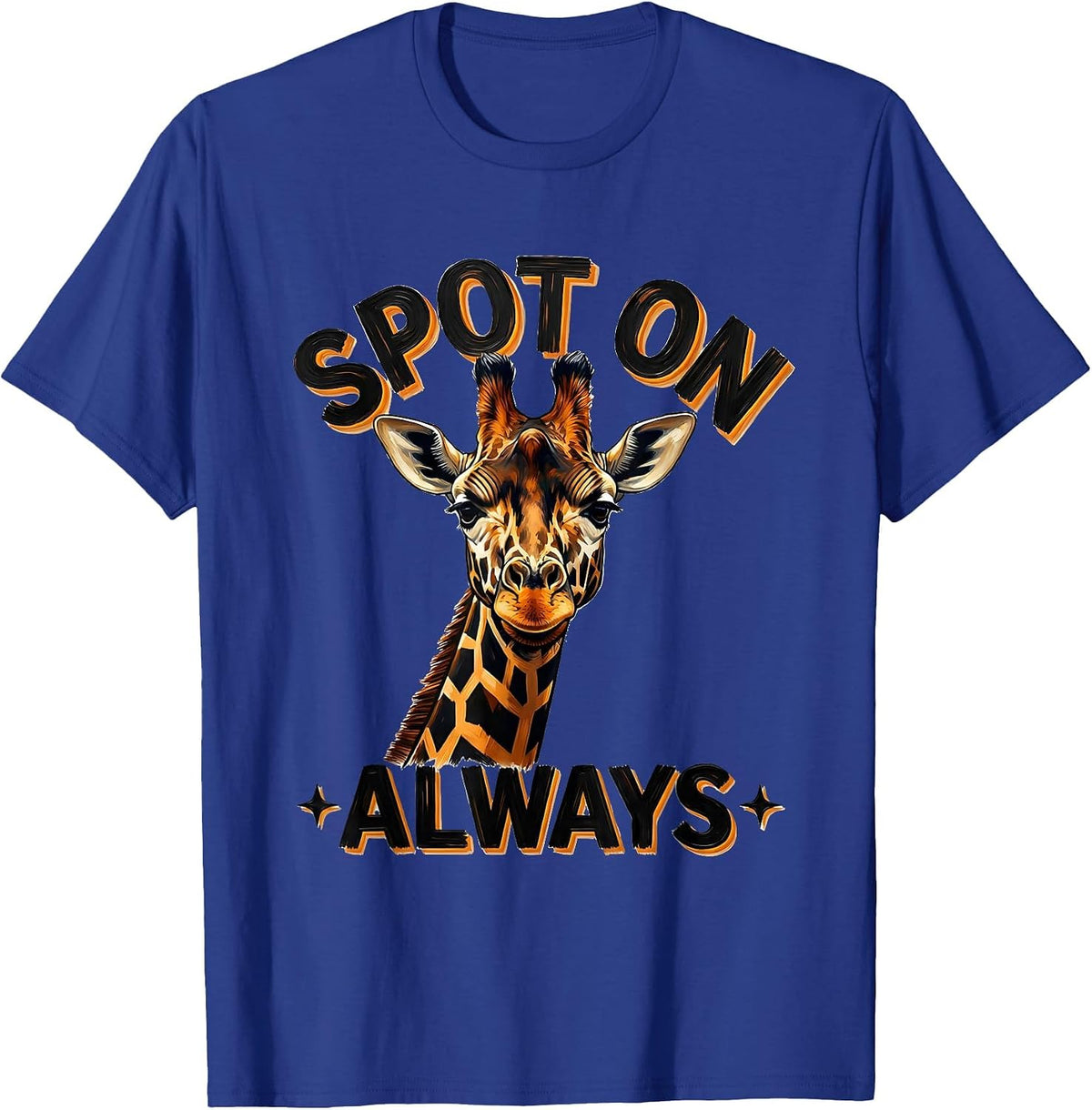 Spot On Always Giraffe Graphic Design T-Shirt - Royal Blue