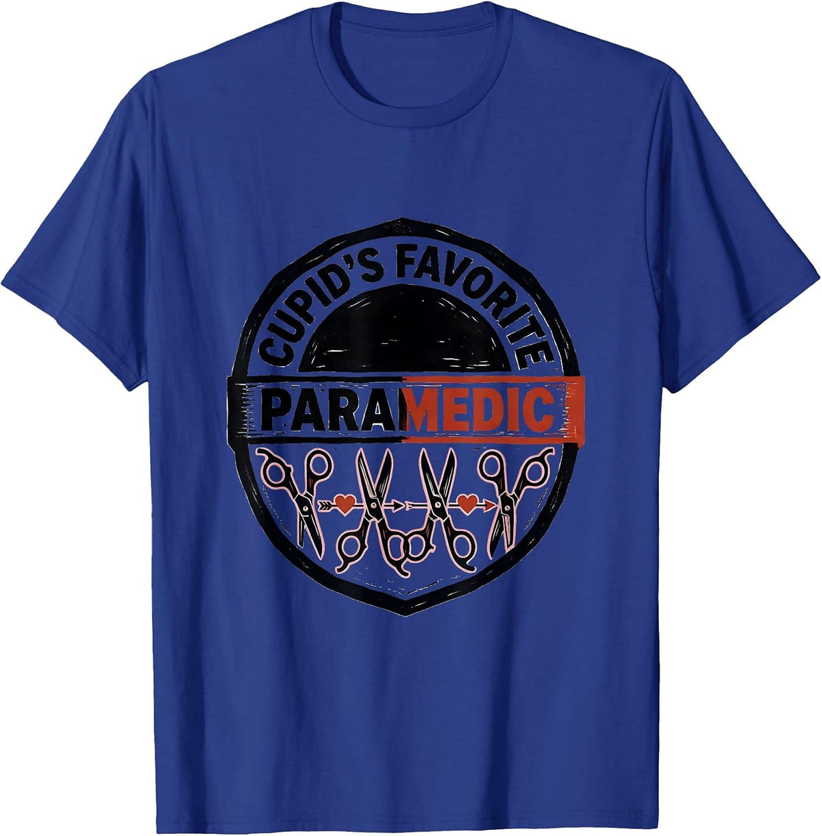 Men's Cupid's Favorite Paramedic Funny Occupation Valentine T-Shirt - Royal Blue