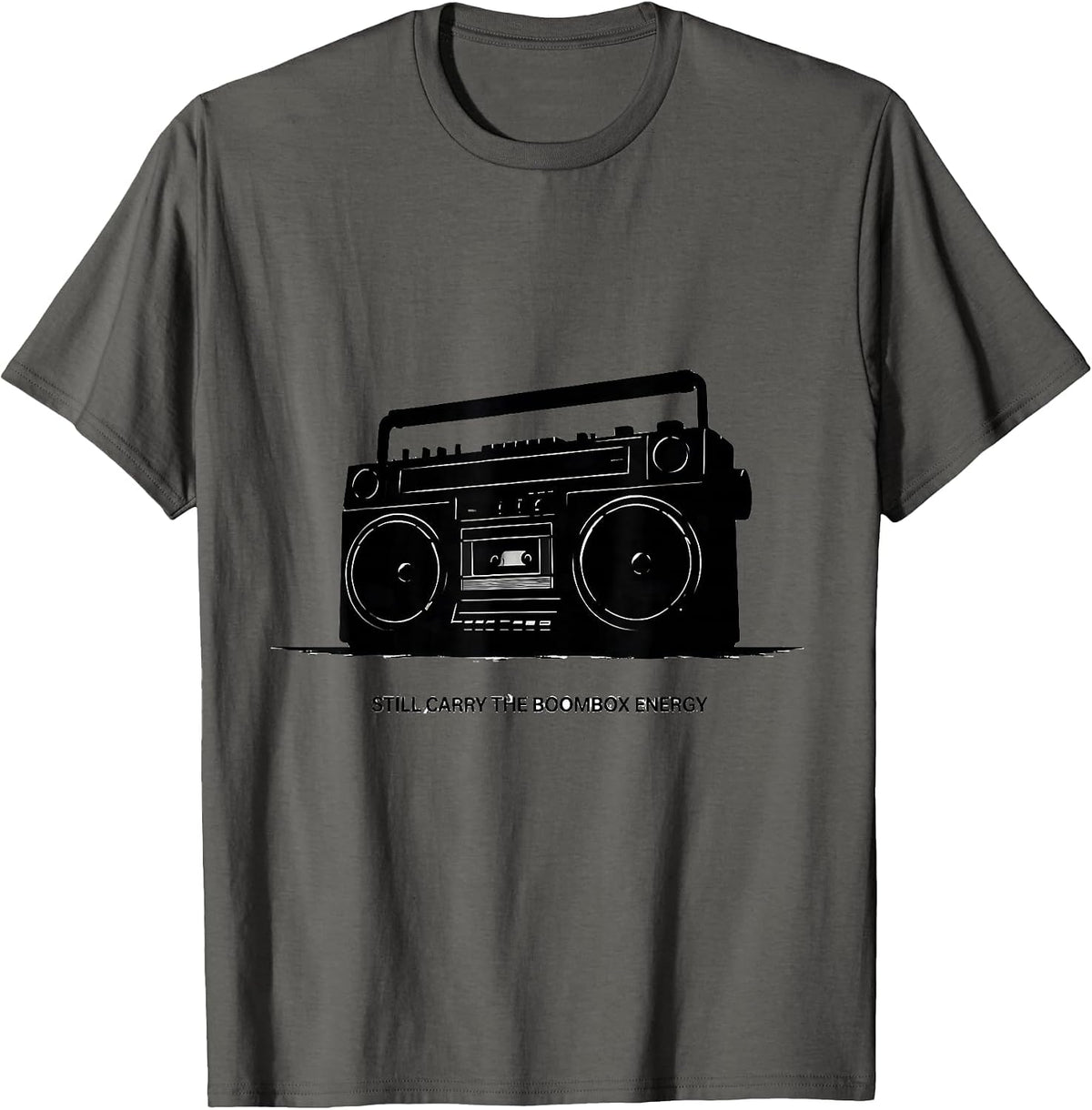 Still Carry The Boombox Energy Nostalgic 90s Hip-Hop Rap T-Shirt - Asphalt Grey