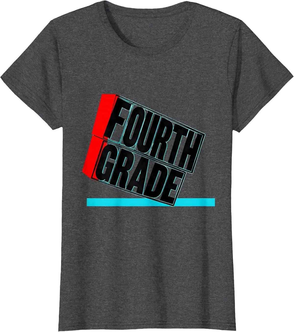 Women's Fourth Grade Retro Teacher Student Back To School T-Shirt - Dark Heather Grey