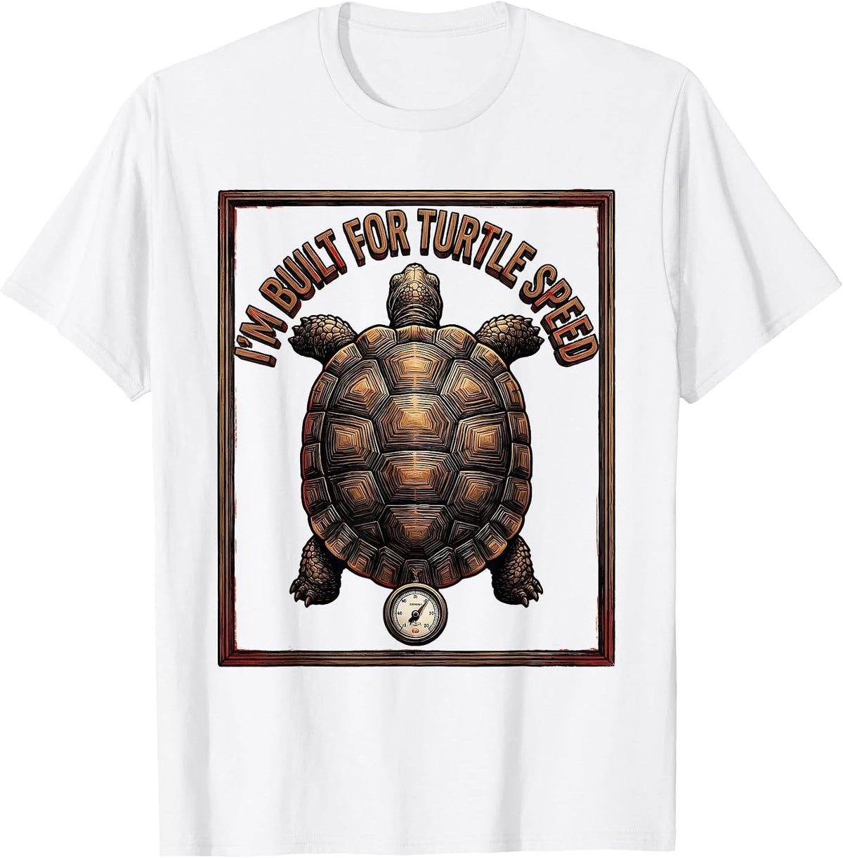 Men's I’m Built For Turtle Speed Funny Turtle Lover Wood Type T-Shirt - White