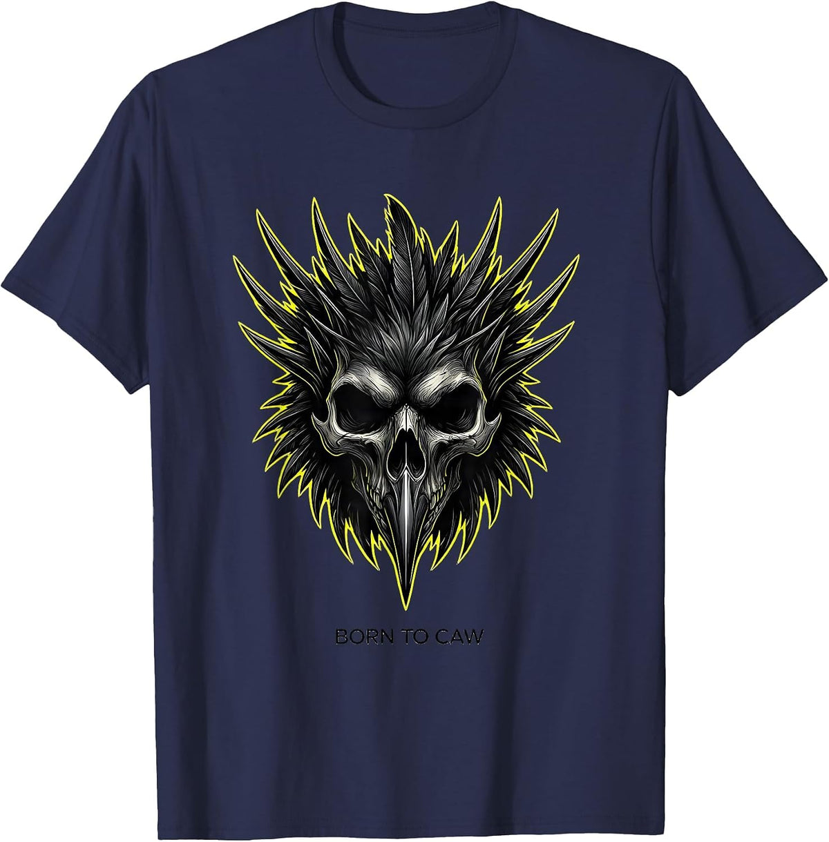 Born to Caw Crow Lover Graphic Design T-Shirt - Navy Blue
