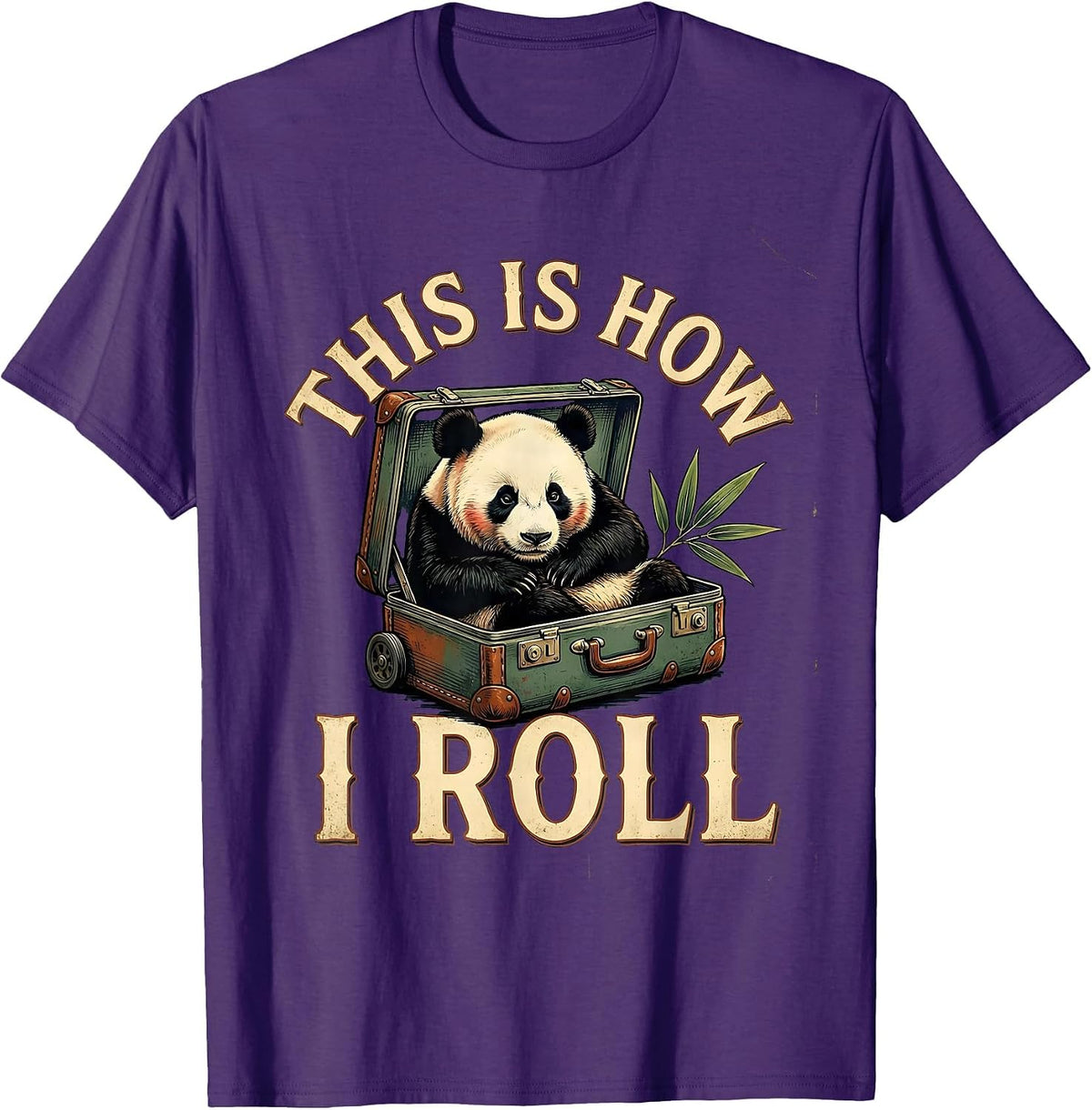 Men's This Is How I Roll Vintage Panda Lover Humor Animal Costume T-Shirt - Purple