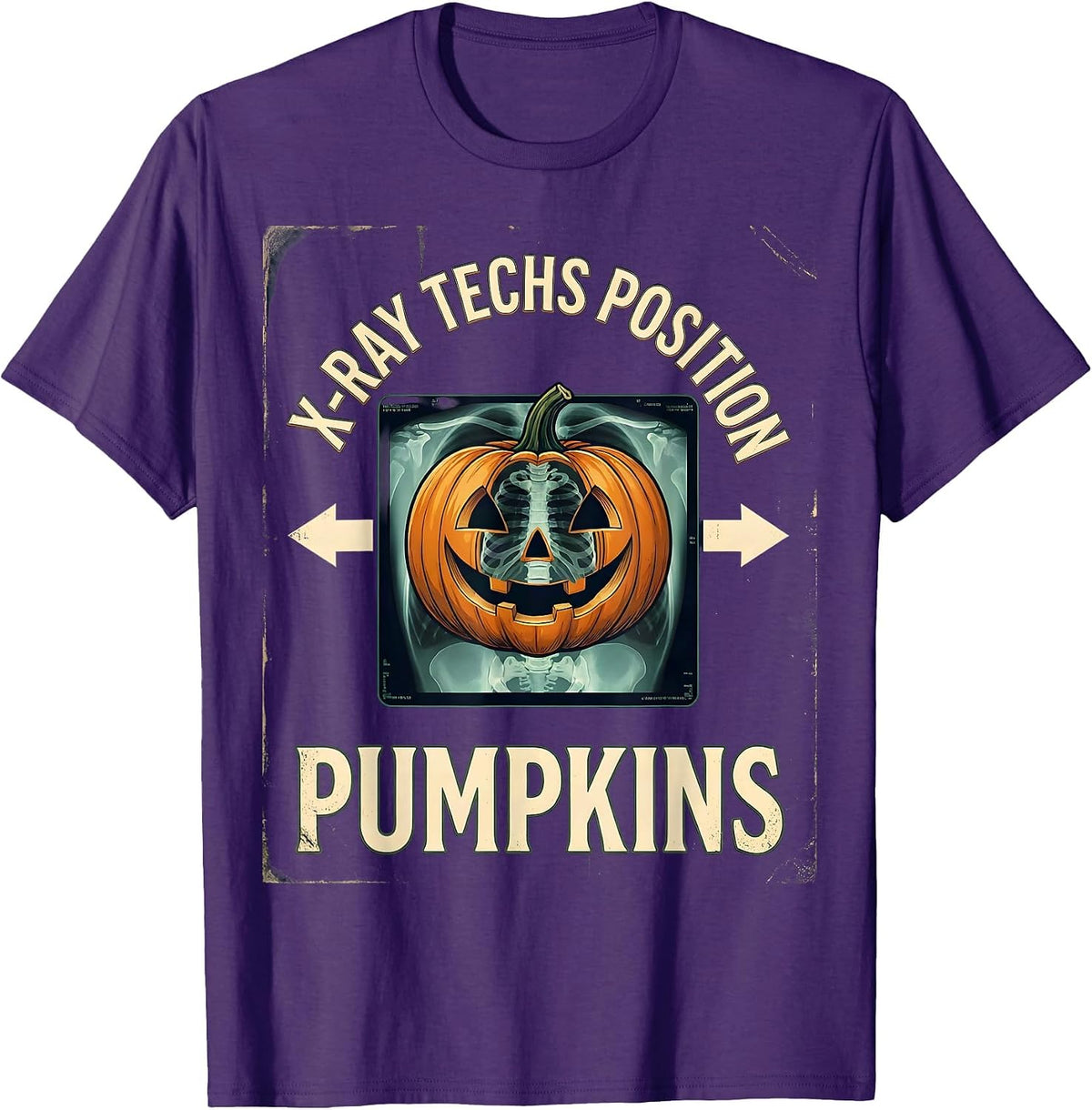 Men's X-Ray Techs Position Pumpkins Vintage Radiology Tech T-Shirt - Purple