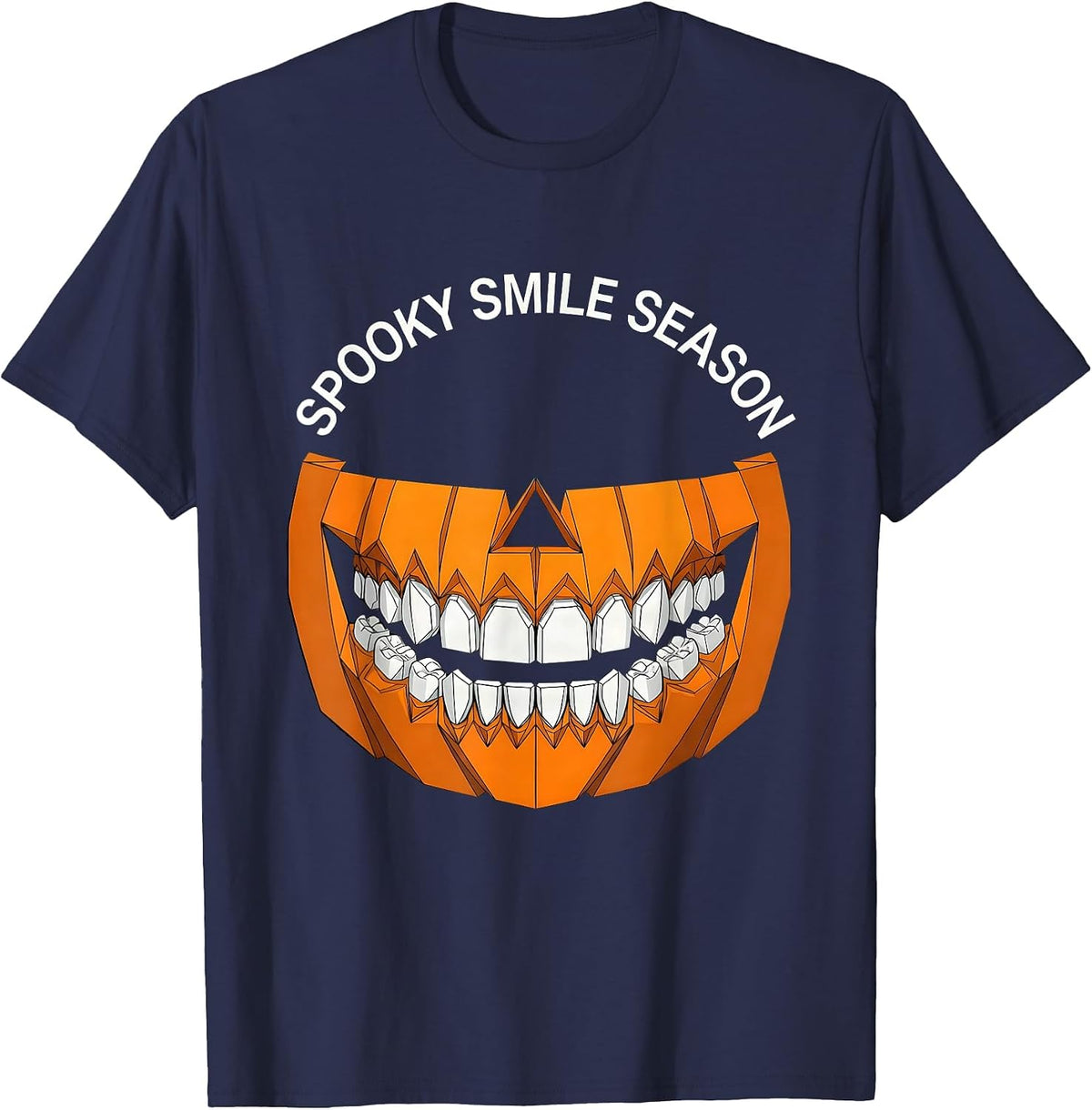 Spooky Smile Season Dental Halloween Design T-Shirt - Navy Blue