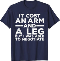 Funny Amputee for Men Women Prosthetic Leg Amputation Joke T-Shirt - Navy Blue