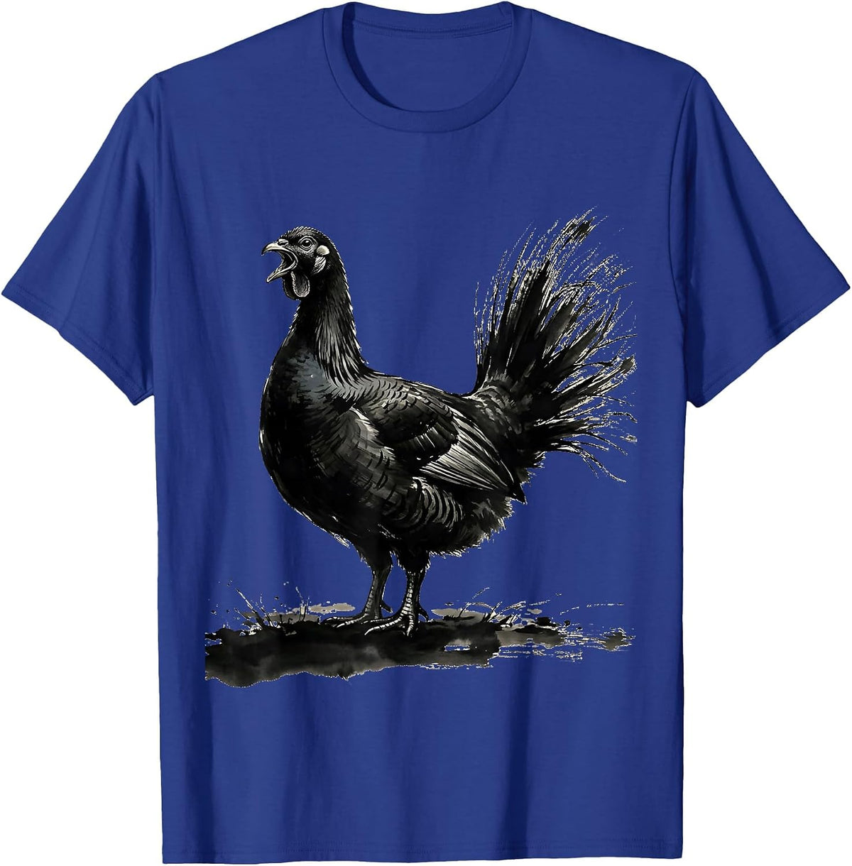 Wild Turkey Hunter Ink Brush Patriotic Humor T-Shirt - Royal Blue