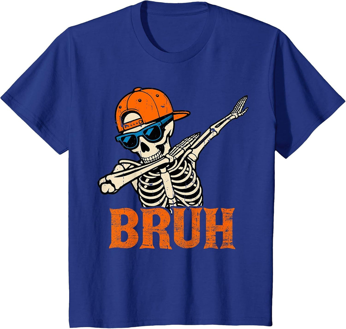 Bruh Spooky Dabbing Skeleton Halloween Custome for Boys Men T-Shirt - Royal Blue