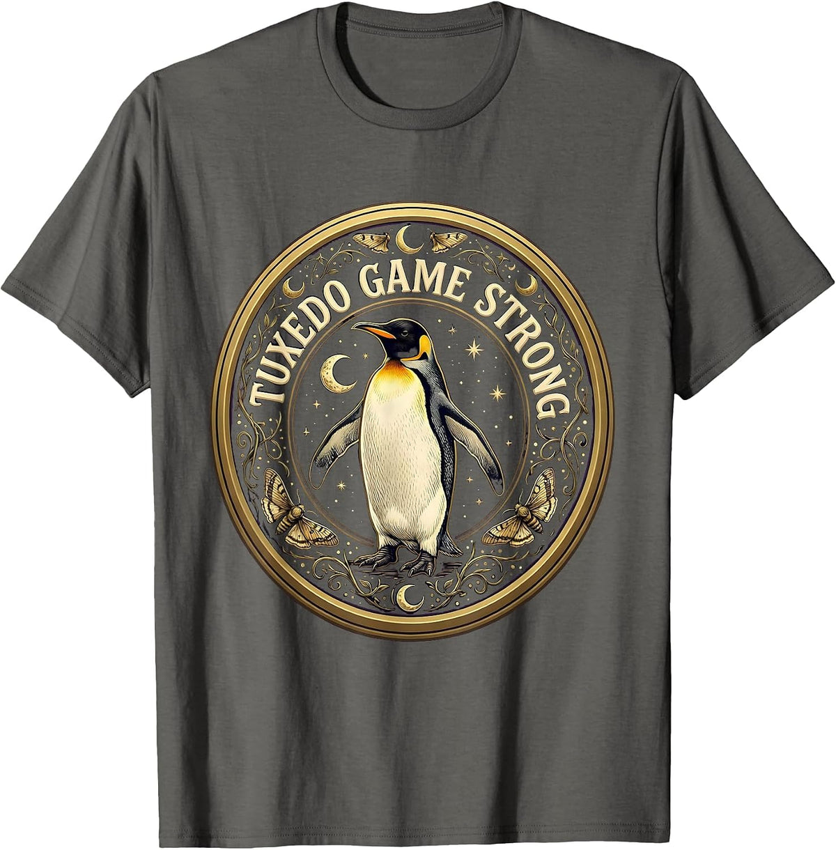 Tuxedo Game Strong Funny Penguin Design T-Shirt - Asphalt Grey