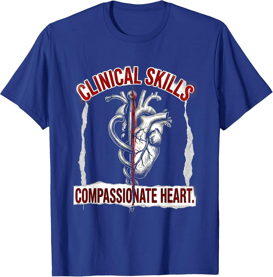 Clinical Skills Compassionate Heart Medical Assistant T-Shirt - Royal Blue