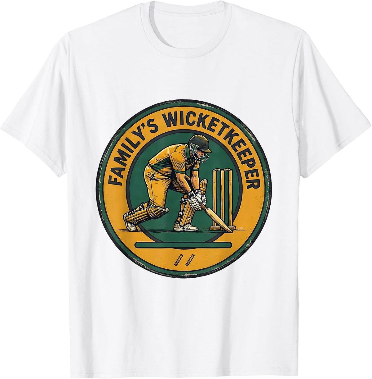 Family's Wicketkeeper Cricket Fan Sports Enthusiast National T-Shirt - White