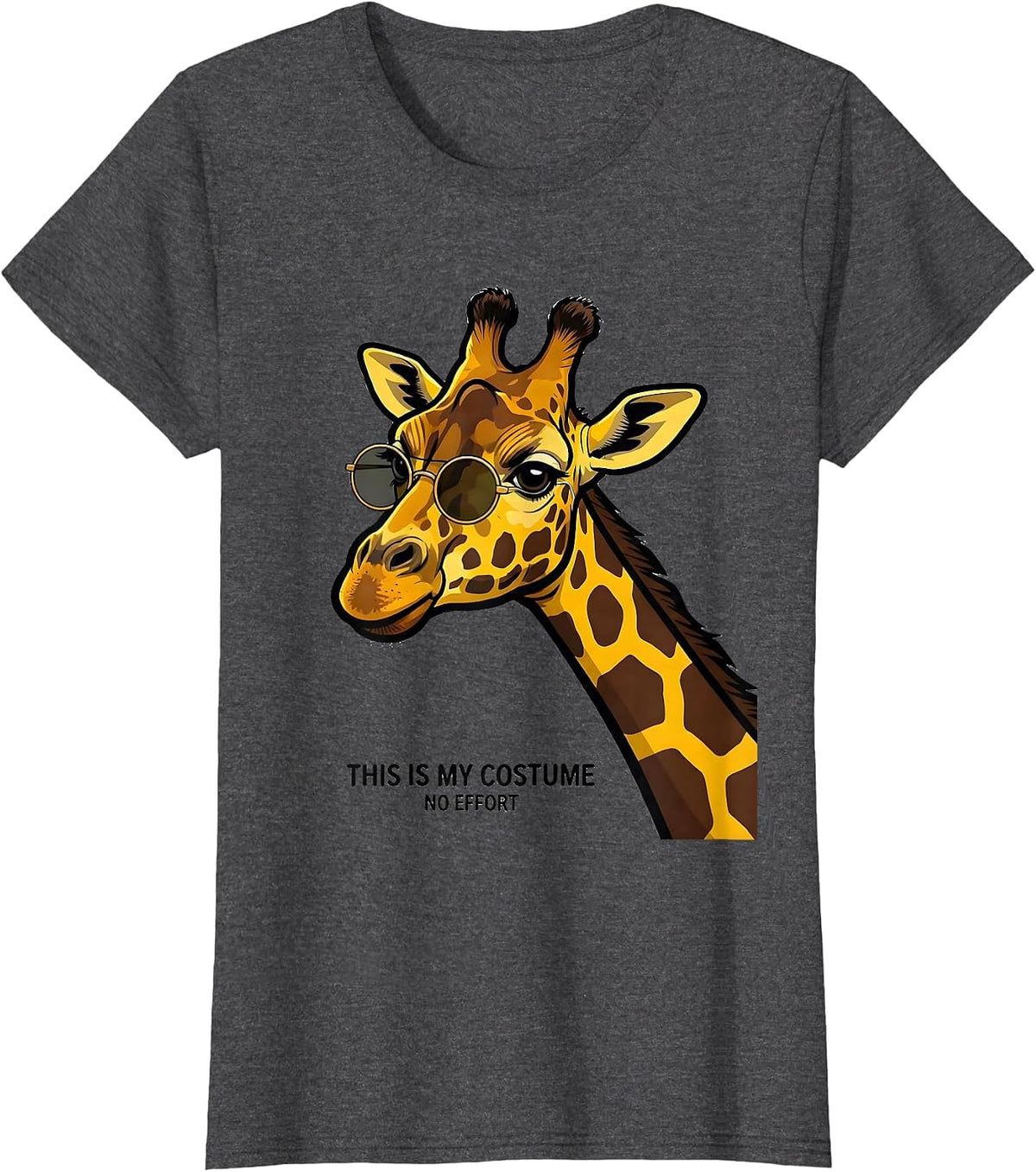 Women's This Is My Costume No Effort Funny Giraffe Sunglasses Safari T-Shirt - Dark Heather Grey