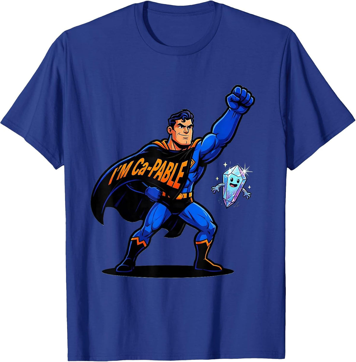 Men's I'm Ca-pable Cartoon Chemistry Pun Science Teacher Gift T-Shirt - Royal Blue