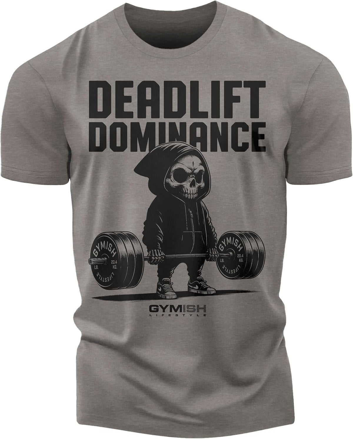 Deadlift Dominance Gymish Lifestyle Workout Gym Shirt for Men Athletic T-Shirt (LG, WarmGrey) - As Pictured